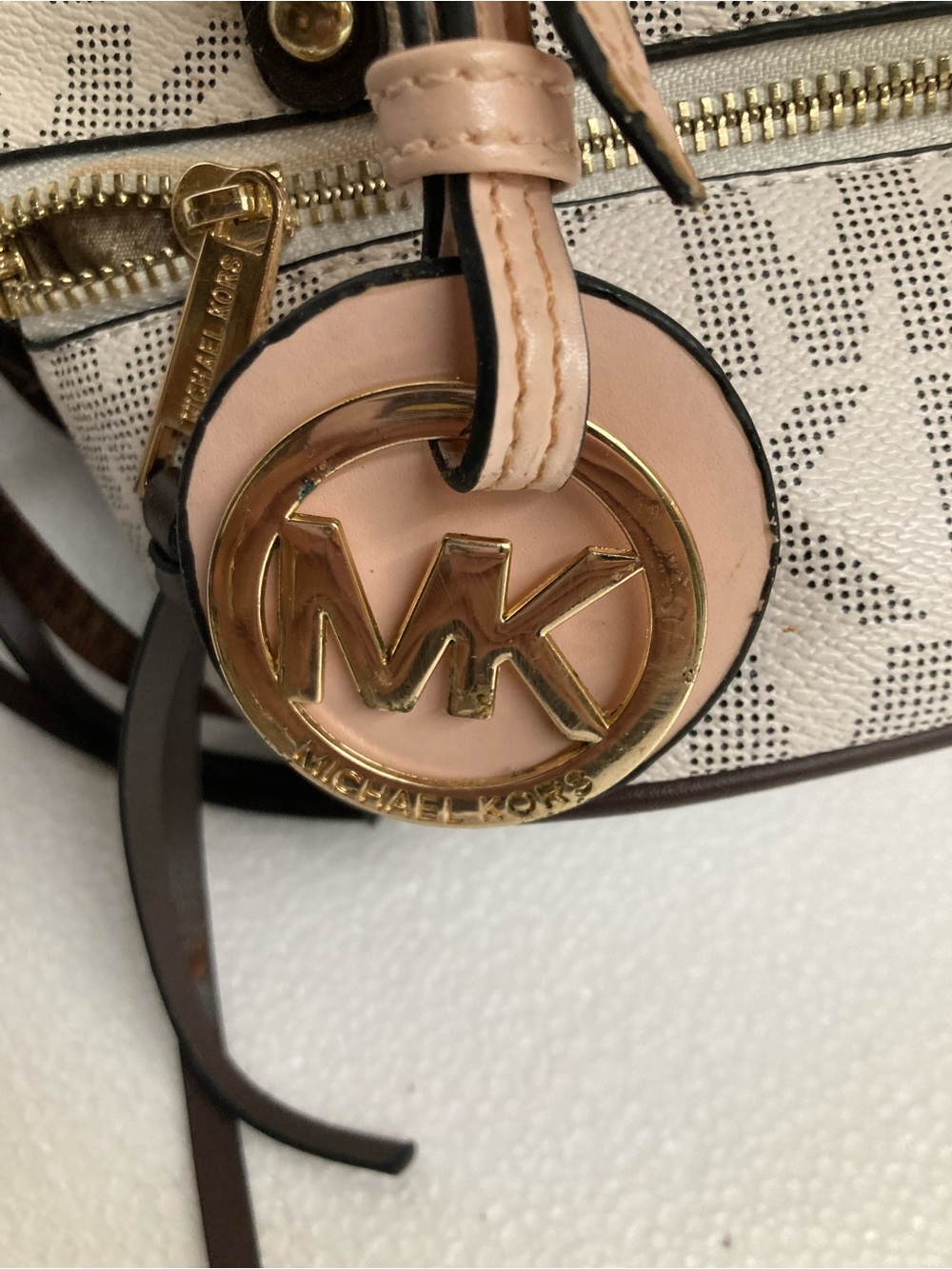 Michael Kors Cream/White MK Logo Backpack with Gold Hardware - Picture 5 of 5